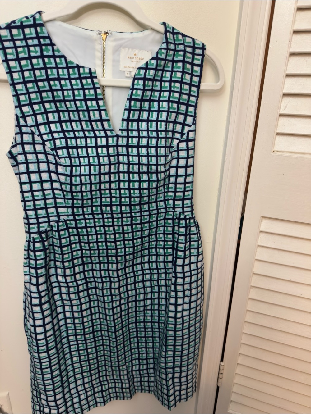 Kate Spade New York Samantha Sleeveless Shift Dress - Green & Blue Plaid | Sz 4